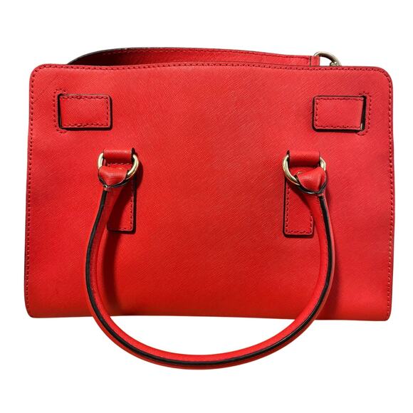 Michael Kors Hamilton Satchel Red Leather Gold Chain Handbag 12x9x5.5" - Picture 5 of 6
